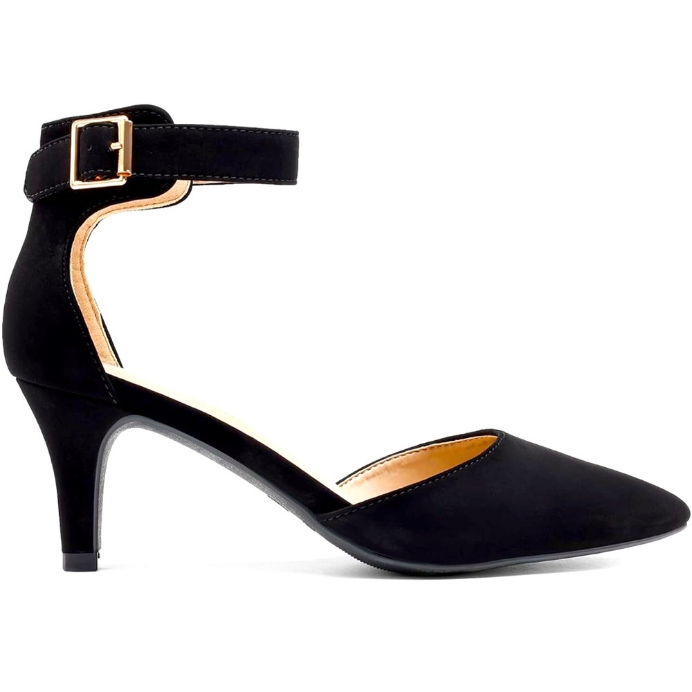 Size 7.5 Womens Low Heel Dress Pump Shoes (Black)